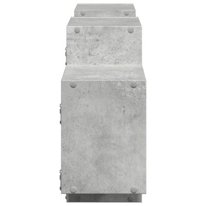 Стенен рафт, бетонно сив, 129x18x42 см, инженерно дърво