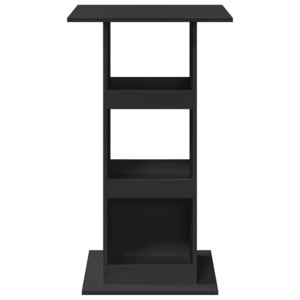 Бар маса с рафт, черна, 60x60x102 см, инженерно дърво
