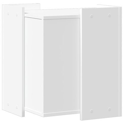 Заграждение за котешка тоалетна бял 42x42x51 см инженерно дърво