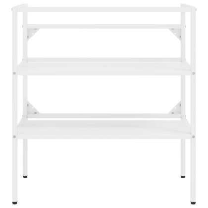 Рамка за мивка за баня с вграден умивалник, бяла, желязна