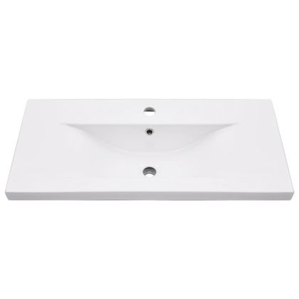 Рамка за мивка за баня с вграден умивалник, бяла, желязна