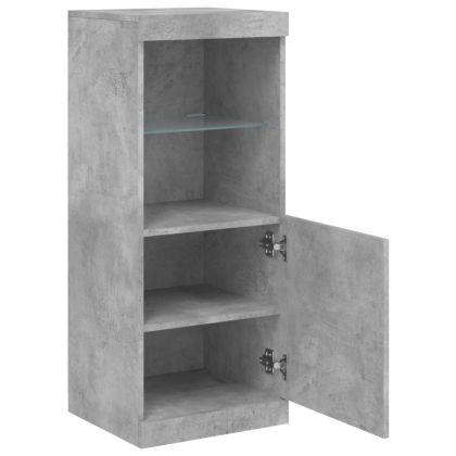 Сайдборд с LED светлини, бетонно сив, 41x37x100 см