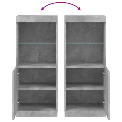 Сайдборд с LED светлини, бетонно сив, 41x37x100 см