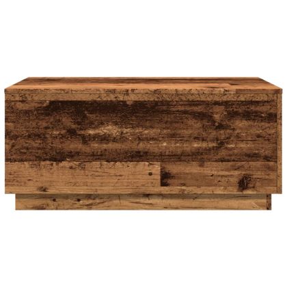 Маса за кафе с LED осветление, старо дърво, 90x50x40 см