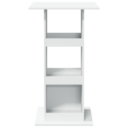 Бар маса с рафт, бяла, 60x60x102 см, инженерно дърво