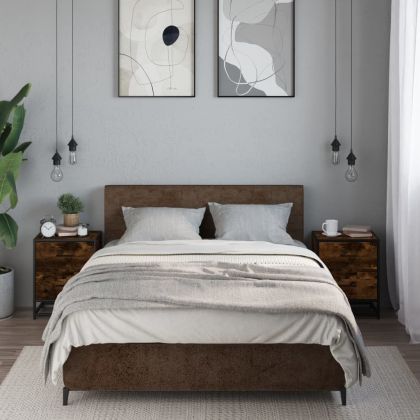 Нощни шкафчета, 2 бр, опушен дъб, 40x31x50 см, инженерно дърво