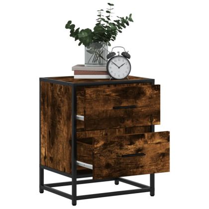 Нощни шкафчета, 2 бр, опушен дъб, 40x31x50 см, инженерно дърво