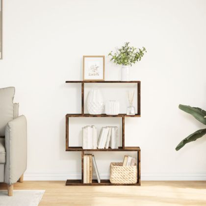 Разделител за стая / библиотека опушен дъб 3 нива 70x24x97 см