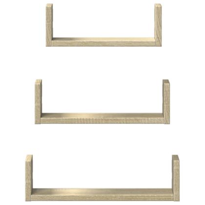 Стенни рафтове, 3 бр, дъб сонома, инженерно дърво