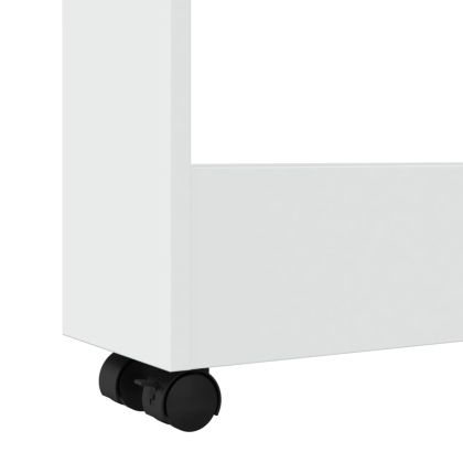 Тясна количка за съхранение с 3 нива, бяла, инженерно дърво