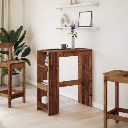 Бар маса с рафтове старо дърво 90x40x103,5 см инженерно дърво