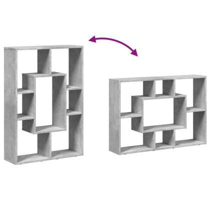 Библиотека, бетонно сива, 63x20x90 см, инженерно дърво