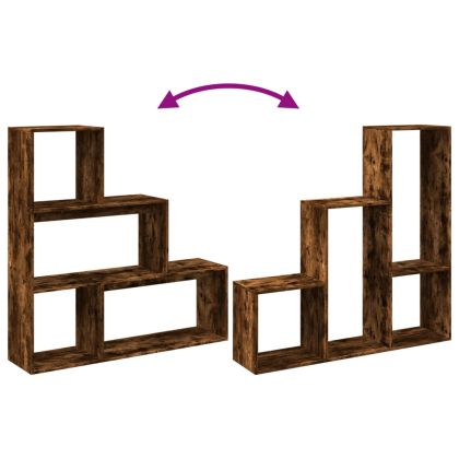 Разделител за стая / библиотека 3 нива опушен дъб 123x29x123 см
