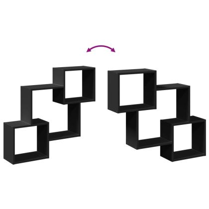 Стенен шкаф, 78x18x71 см, черен, инженерно дърво