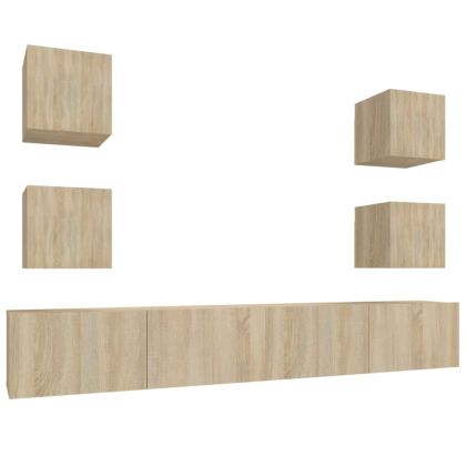 Комплект ТВ шкафове от 6 части, сонома дъб, инженерно дърво
