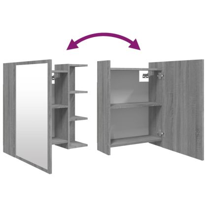 Огледален шкаф баня сив сонома 62,5x20,5x64 см инженерно дърво