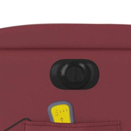 Електрически изправящ масажен реклайнер, виненочервен, еко кожа