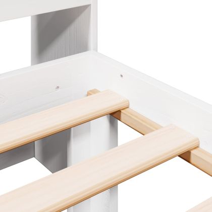 Легло с рафтове за книги, без матрак, бял, 90x190 см, бор масив