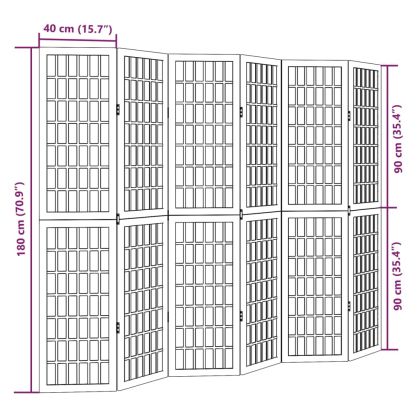 Разделител за стая, 6 панела, черен, дърво пауловния масив