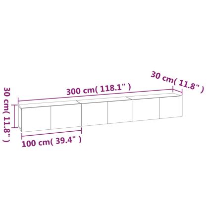 Комплект ТВ шкафове от 3 части, опушен дъб, инженерно дърво