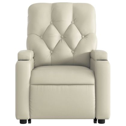 Изправящ реклайнер стол, кремав, изкуствена кожа