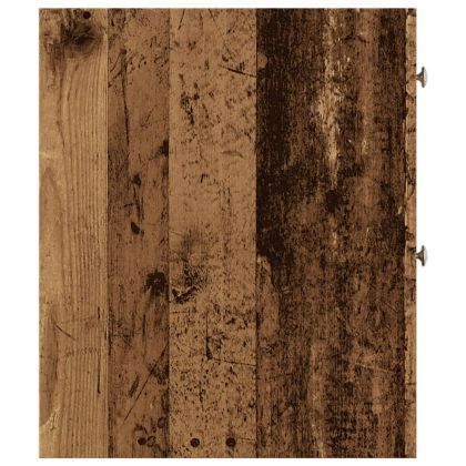 Тесен скрин за баня с колелца, старо дърво, инженерно дърво