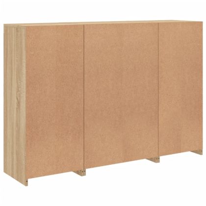 Сайдборди с LED осветление, 3 бр, дъб сонома, инженерно дърво