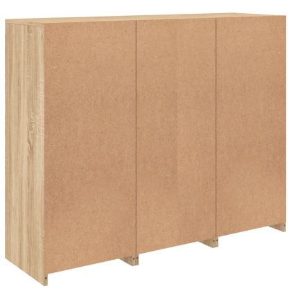 Сайдборди с LED осветление, 3 бр, дъб сонома, инженерно дърво