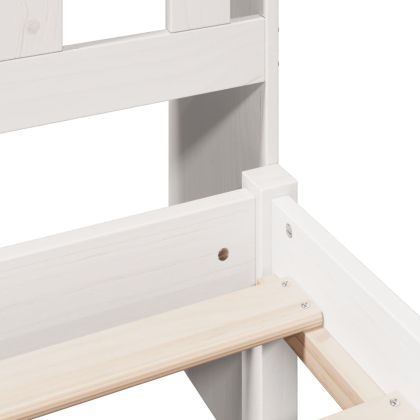 Легло с рафтове за книги, без матрак, бял, 75x190 см, бор масив