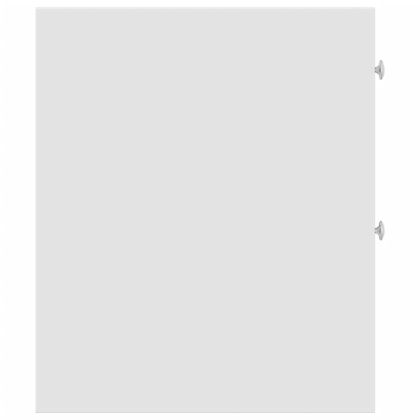 Тесен скрин за баня с колелца, бял, инженерно дърво