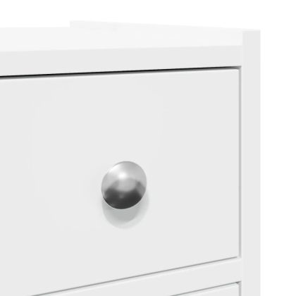 Тесен скрин за баня с колелца, бял, инженерно дърво