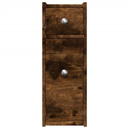 Тесен скрин за баня с колелца, опушен дъб, инженерно дърво