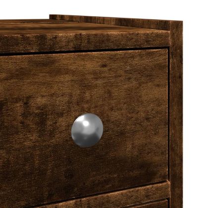 Тесен скрин за баня с колелца, опушен дъб, инженерно дърво