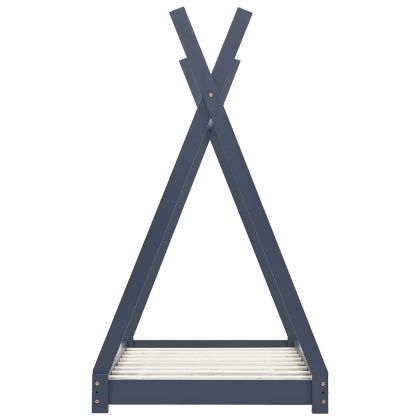 Рамка за детско легло, сива, бор масив, 80x160 см