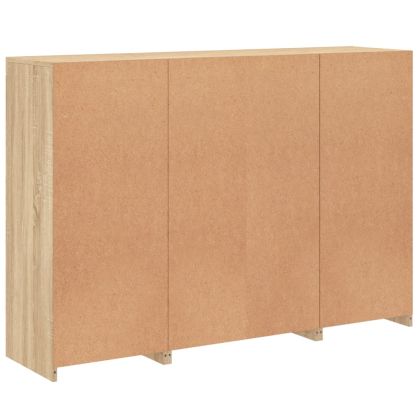 Сайдборди с LED осветление, 3 бр, дъб сонома, инженерно дърво