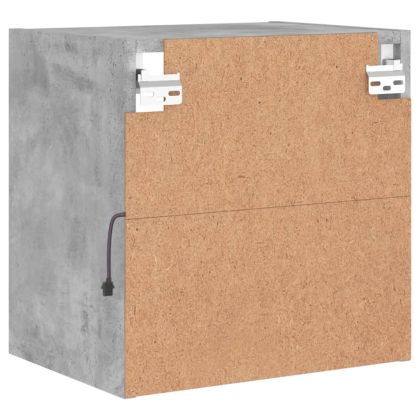 Нощно шкафче с LED осветление, бетонно сив, за стенен монтаж