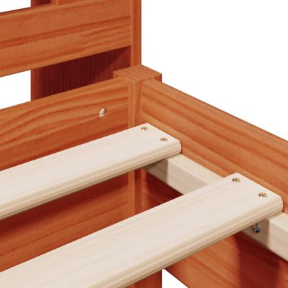 Легло с рафтове за книги без матрак кафяв 90x190 см бор масив