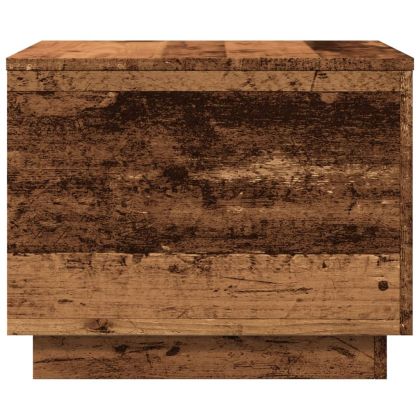 Маса за кафе с LED осветление, старо дърво, 50x50x40 см