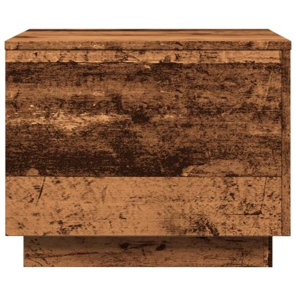 Маса за кафе с LED осветление, старо дърво, 50x50x40 см