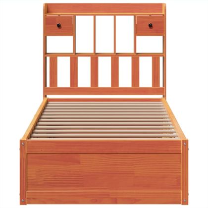 Рамка за легло без матрак, восъчнокафяв, 75x190 см, бор масив