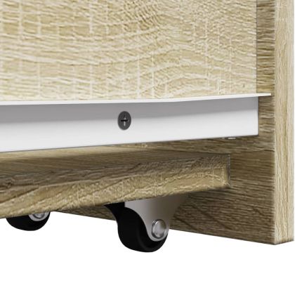 Тесен скрин за баня с колелца, дъб сонома, инженерно дърво