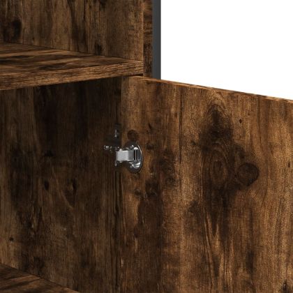 Висок шкаф, опушен дъб, 79,5x35,5x137,5 см, инженерно дърво