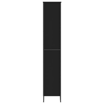 Библиотека, черна, 80x31x169 см, инженерно дърво