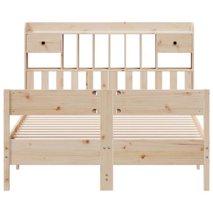 Легло с етажерка за книги, без матрак, 150x200 см, бор масив