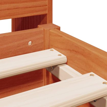 Легло с етажерка за книги, без матрак, 140x190 см, бор масив