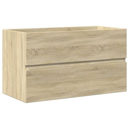 Комплект шкафове за баня от 3 части дъб сонома инженерно дърво