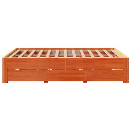 Рамка за легло без матрак с чекмеджета 140x200 см, бор масив