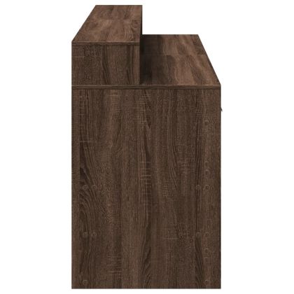 Бюро с LED осветление, Кафяв дъб, 160x55x91 см, инженерно дърво