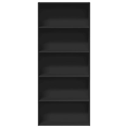 Библиотека, черна, 80x30x189 см, инженерно дърво