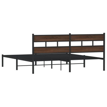 Рамка за легло, без матрак, с табла, кафяв дъб, 183x213 см